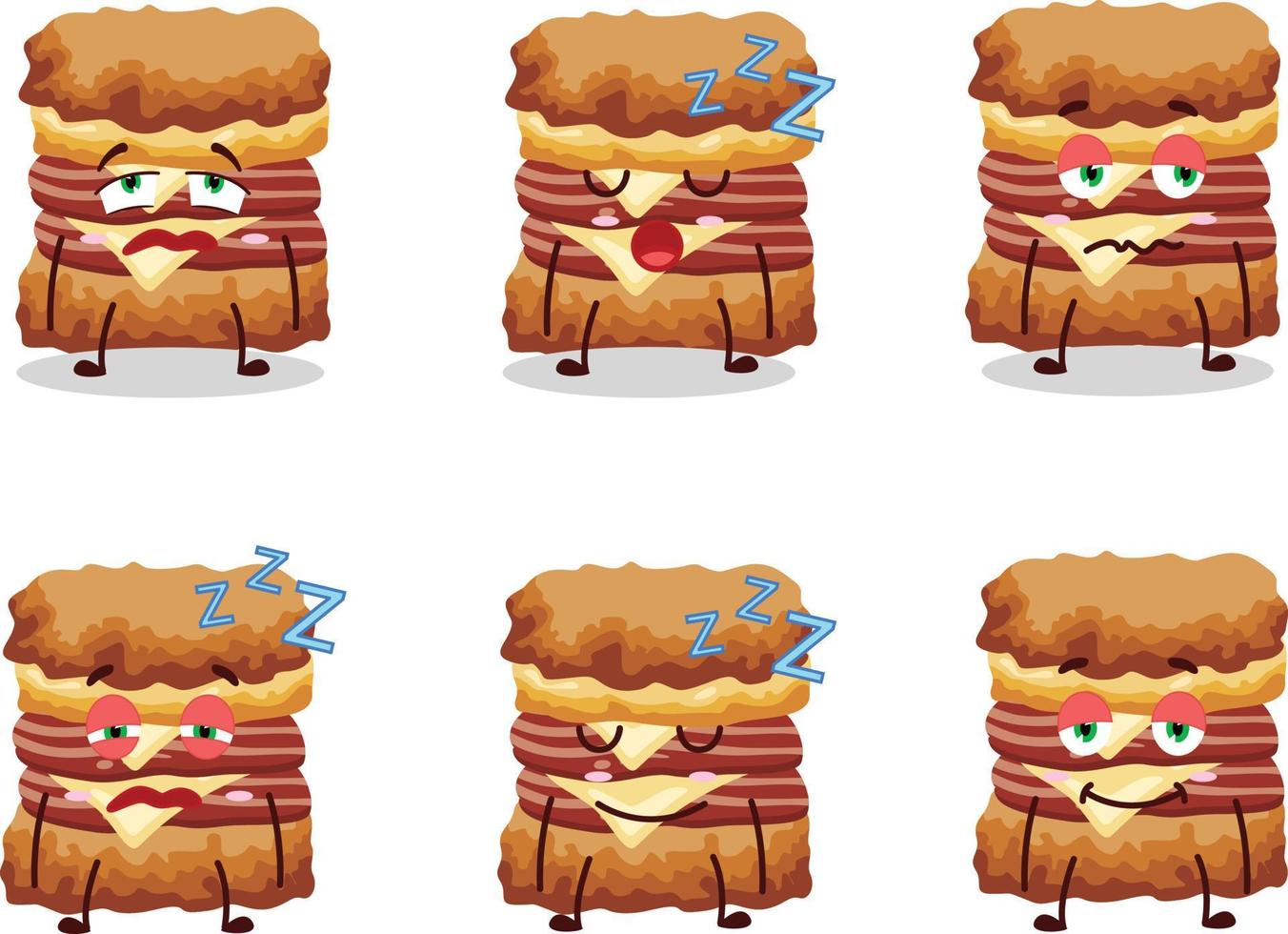 Cartoon character of chicken sandwich with sleepy expression vector