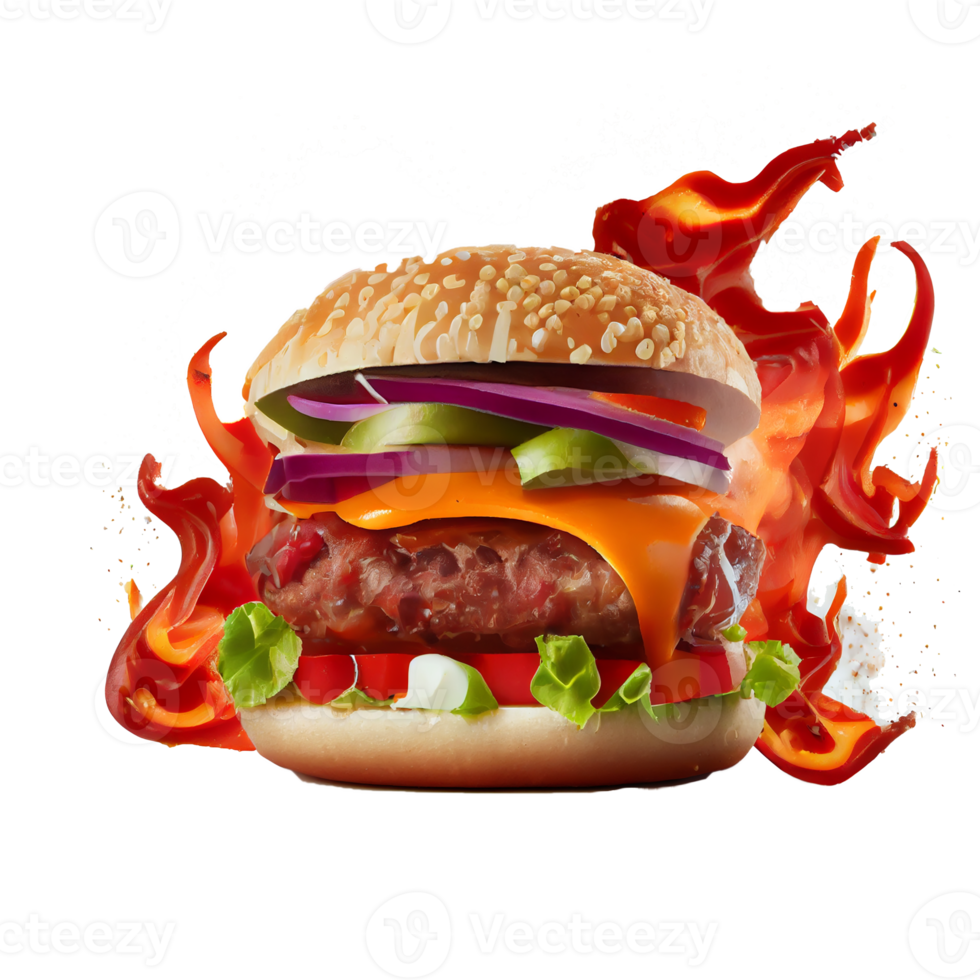 Tasty Hamburger on transparent background png
