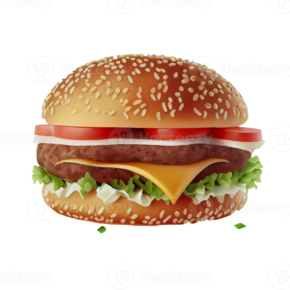 sabroso hamburguesa en transparente antecedentes png