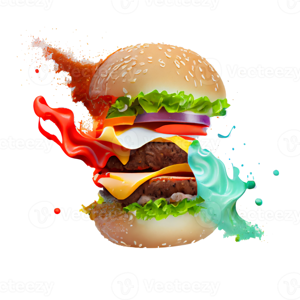 Tasty Hamburger on transparent background png