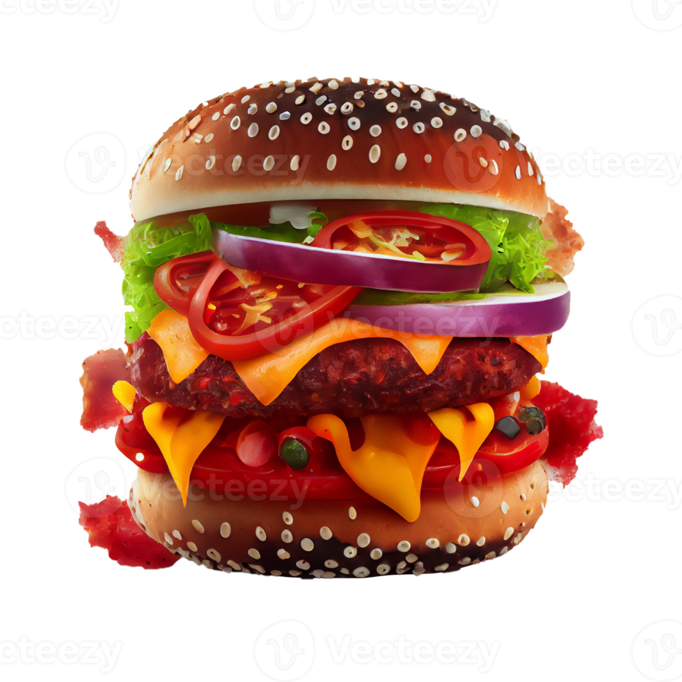 Tasty Hamburger on transparent background png