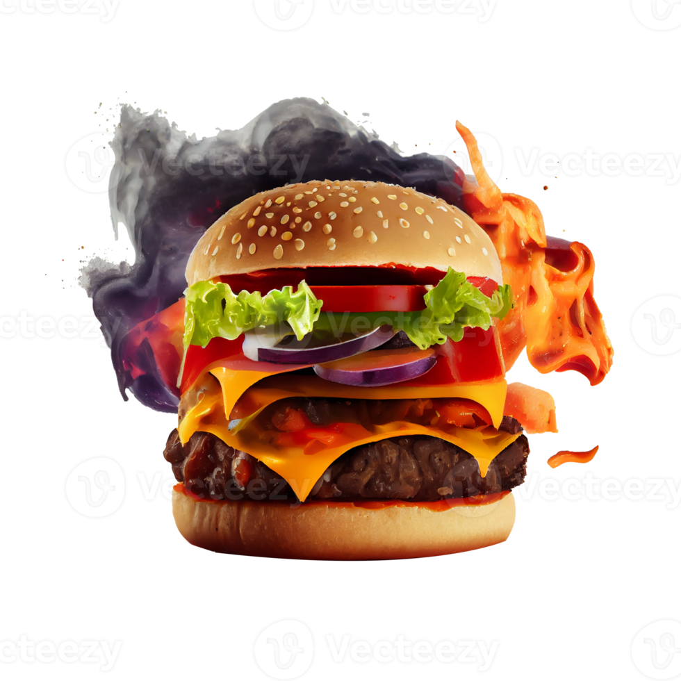 Tasty Hamburger on transparent background png