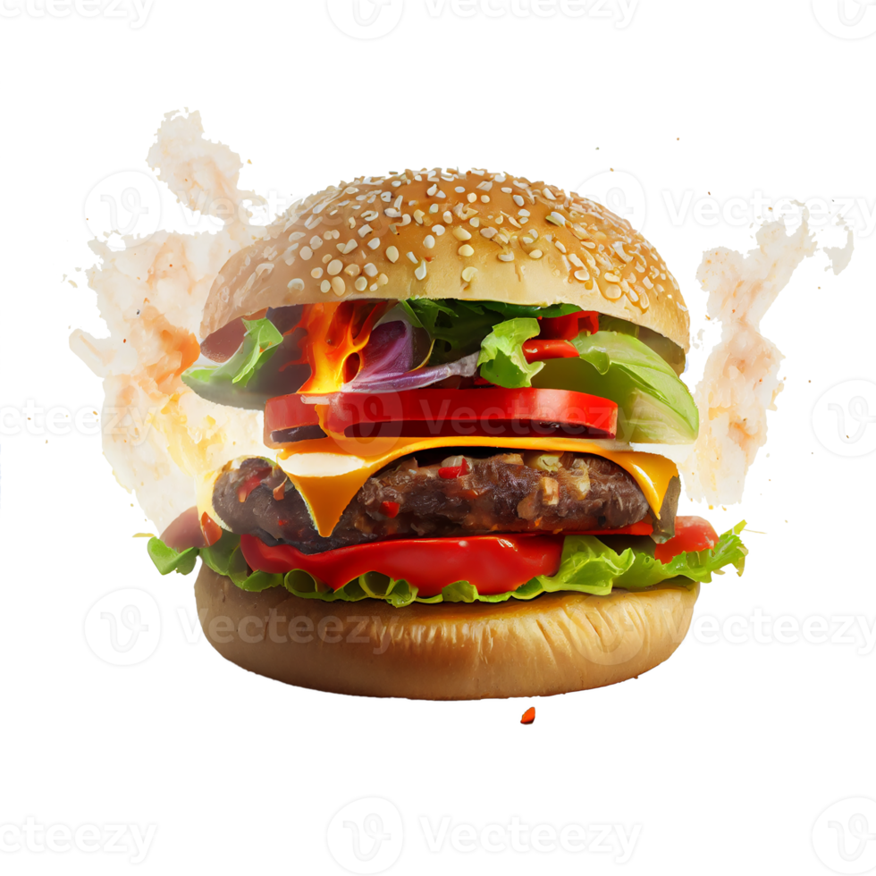 Tasty Hamburger on transparent background png