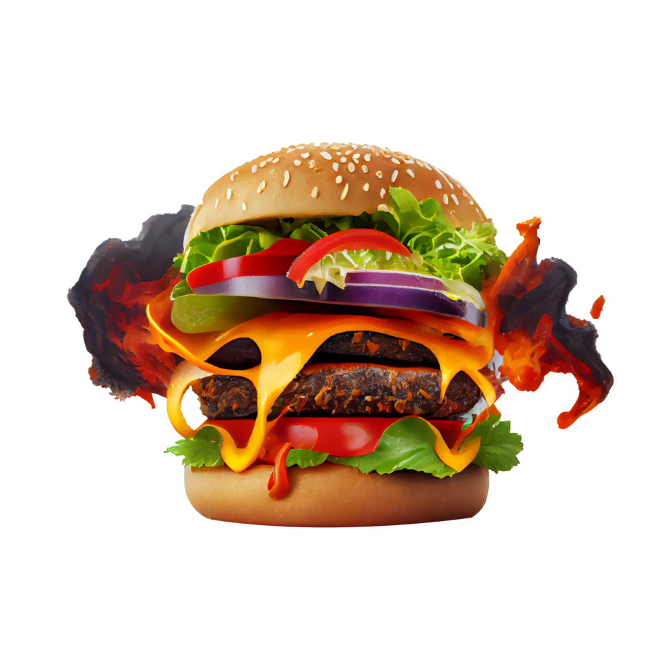 vrij smakelijk Hamburger Aan transparant achtergrond PNG