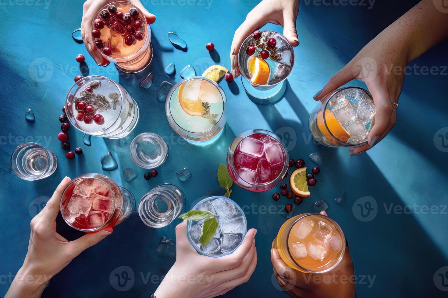 modern and stylish composition in magazine style featuring a selection of drinks of your choice, photo