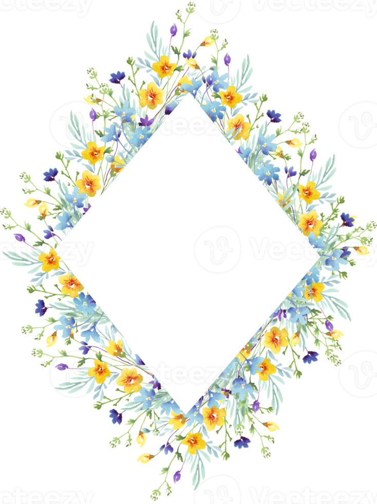 Wildflowers frame. Watercolor clipart png
