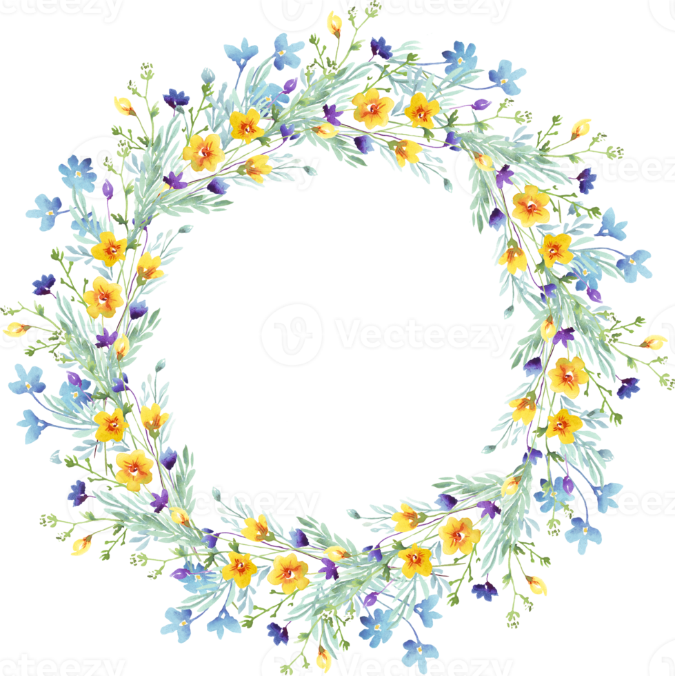 Wildflowers wreath. Watercolor clipart png