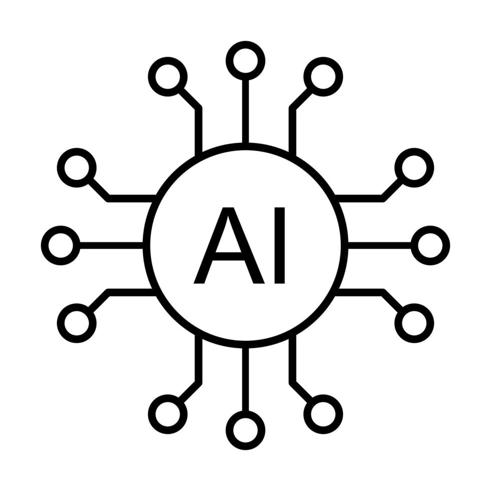 Artificial intelligence AI processor chip vector icon symbol for graphic design, logo, web site, social media, mobile app, ui illustration