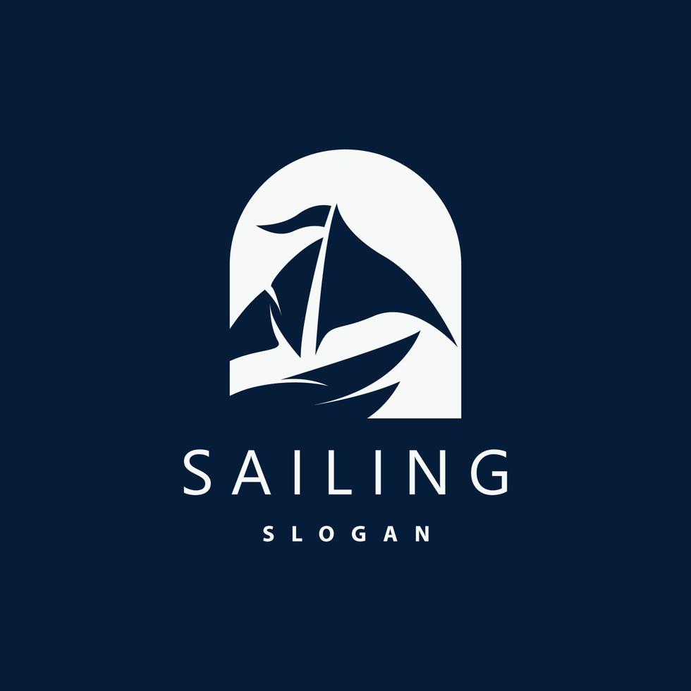 diseño de logotipo de velero, ilustración de barco de pesca, icono de vector de marca de empresa de barco de pesca, diseño de tienda de barco, tienda de pescado, transporte
