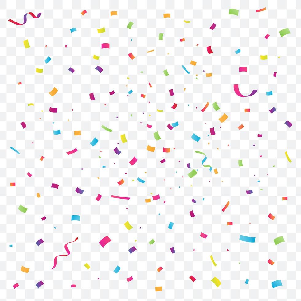 Festive background with colorful falling confetti, vector illustration