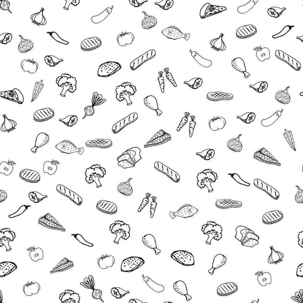 Seamless pattern doodle food vector