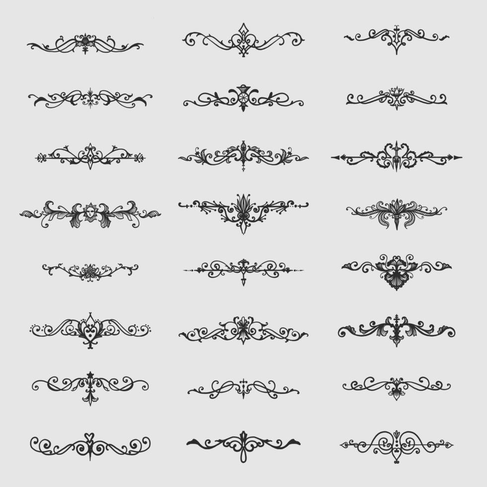 set decorative design, lace borders and corners vector