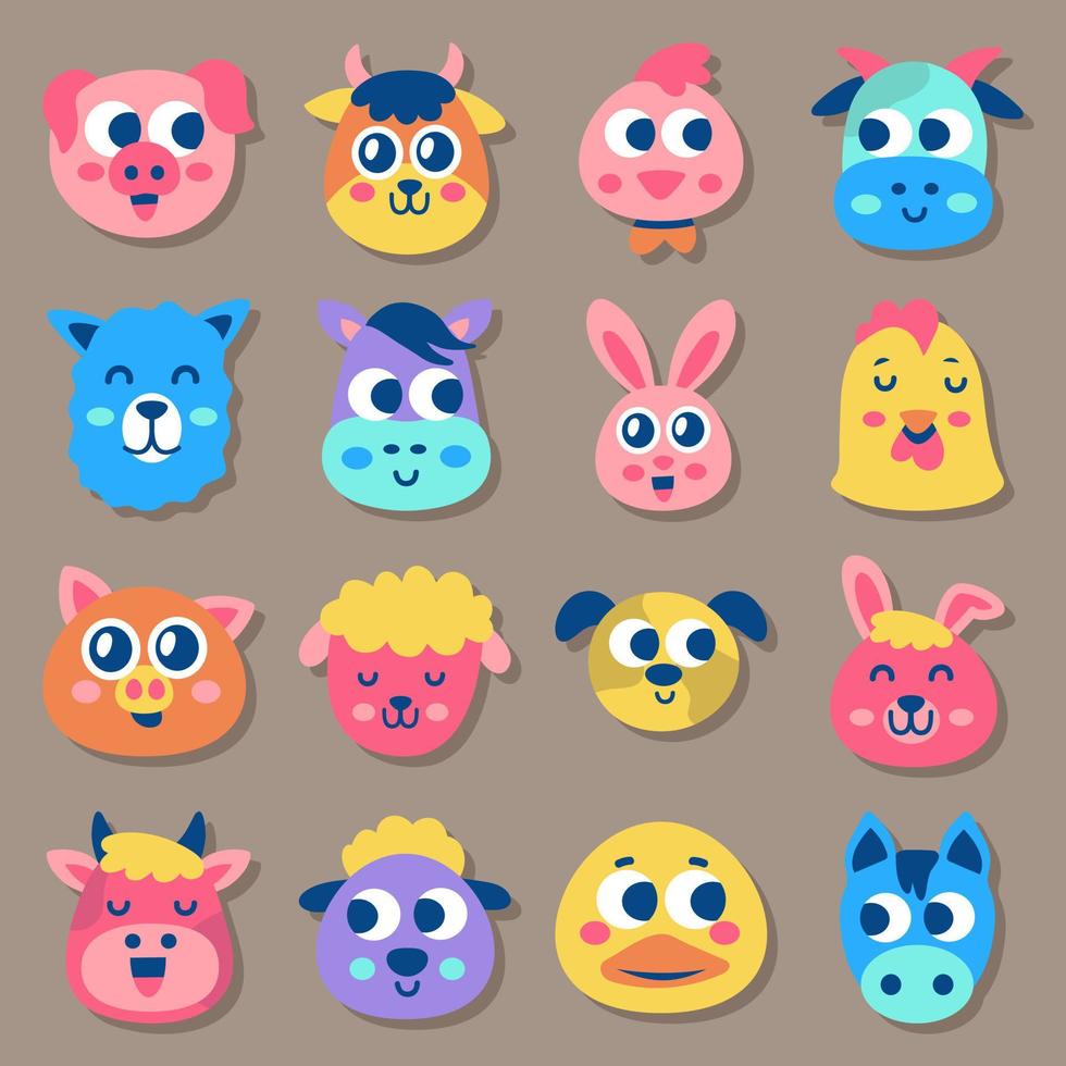 Icon set animal icon outline stroke with color vector illustration on white background.