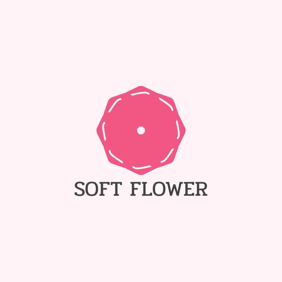 The flower logo is octagonal in shape with red-magenta color. vector