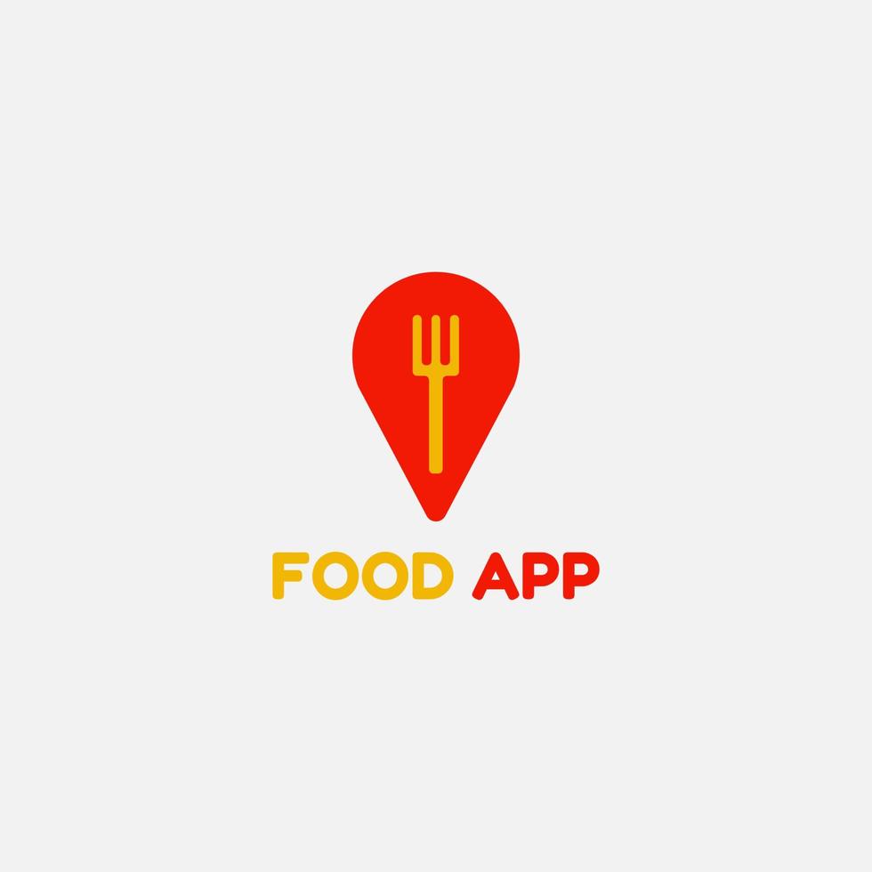 Food ordering app logo with points and fork shapes in the center. vector