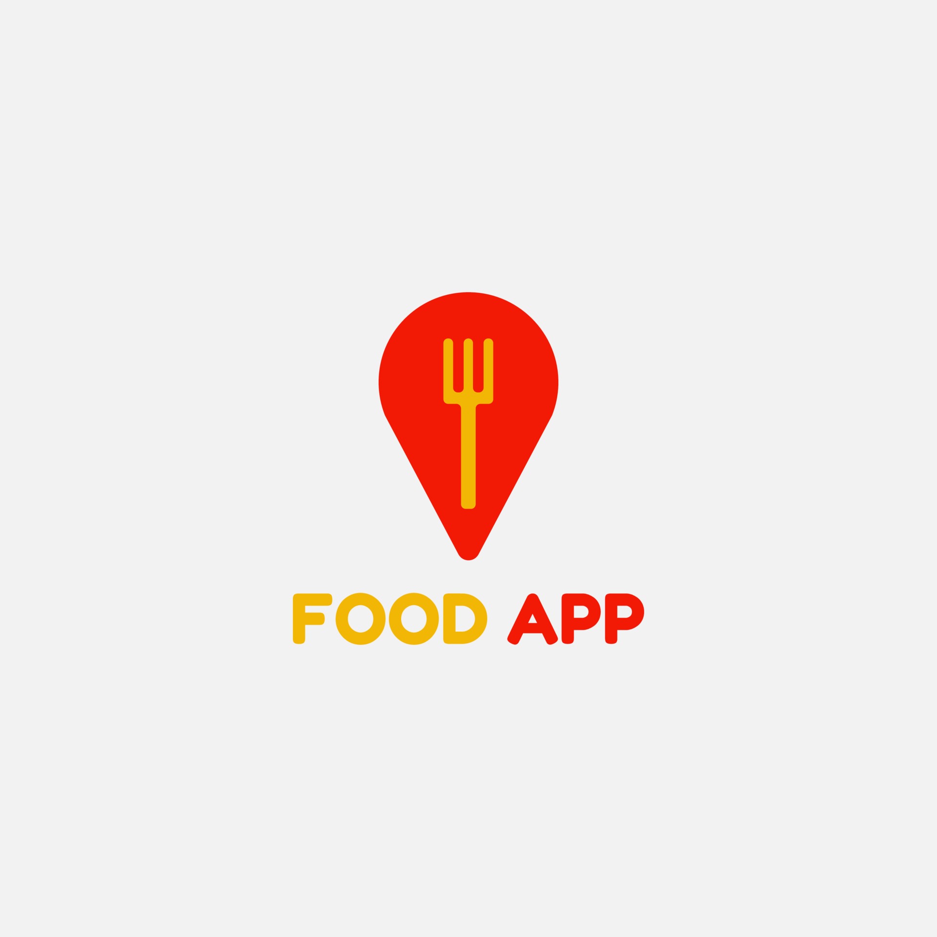 Food ordering app logo with points and fork shapes in the center