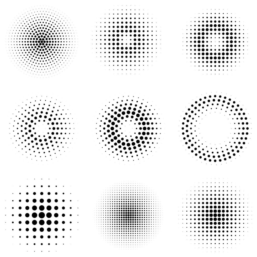 Halftone circle dots sphere. Logo emblem design element vector illustration.