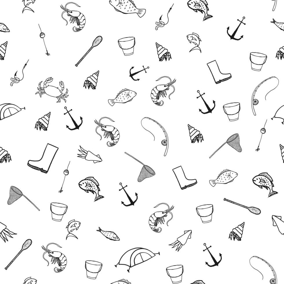 Vector seamless fishing pattern which