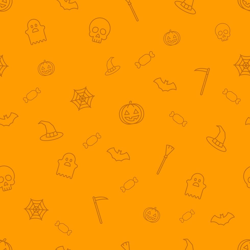 Halloween orange festive seamless pattern, endless background with pumpkins. vector