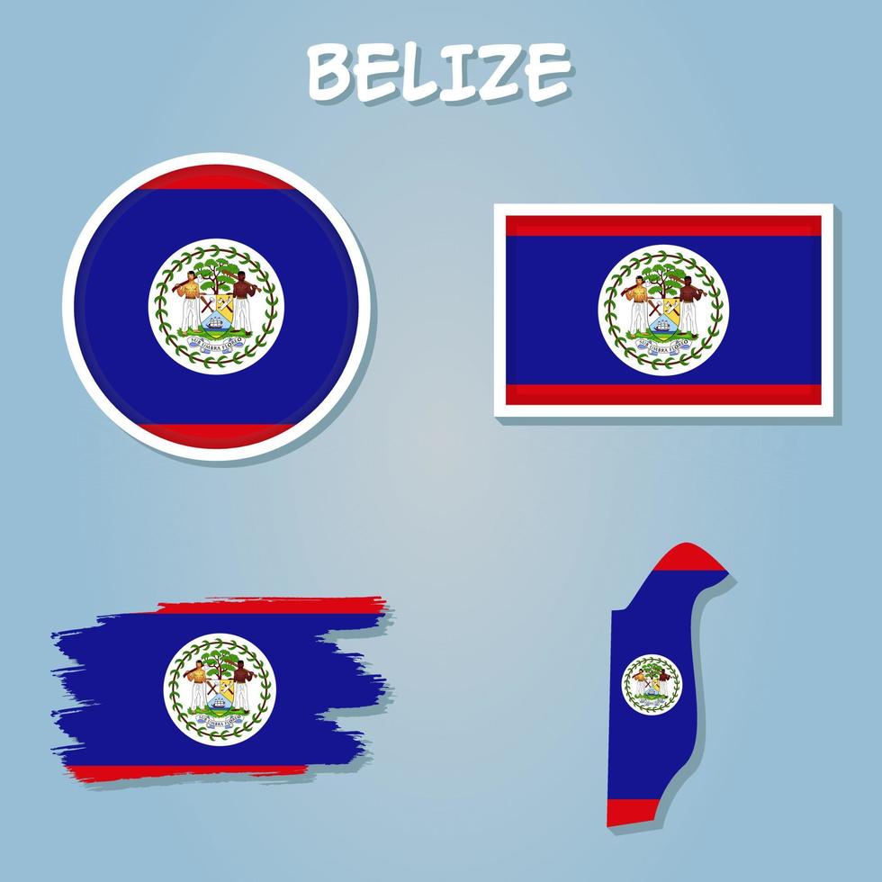 Belize flag collection, vector icon set.