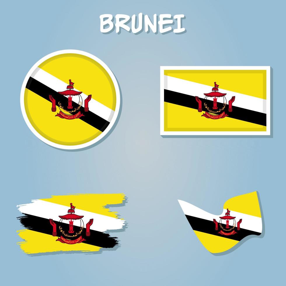 Brunei bandera icono colocar. bruneano banderín en oficial colores y dimensiones. vector