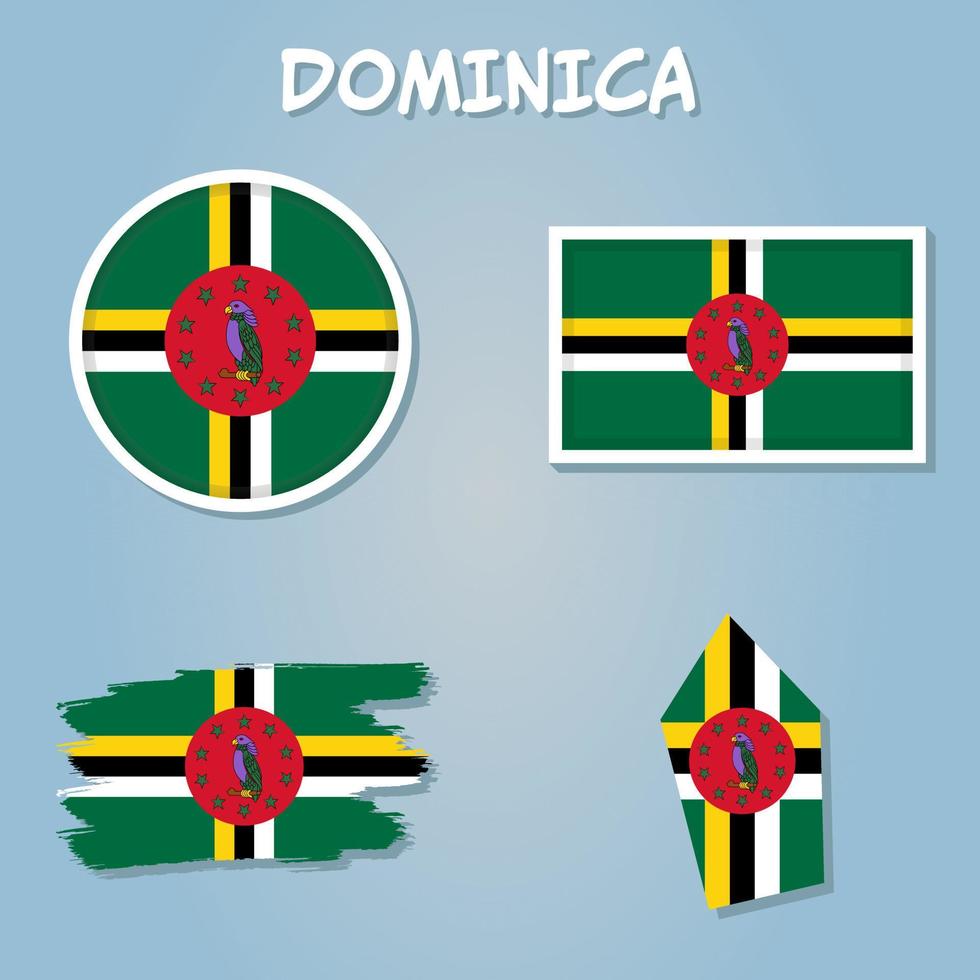 Dominica country flag inside country border map design suitable for a logo icon design. vector