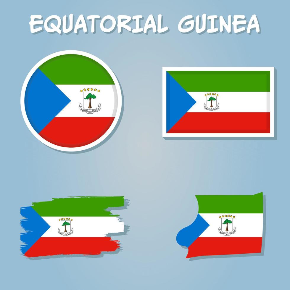 Vector of Equatorial Guinea country outline silhouette with flag set.