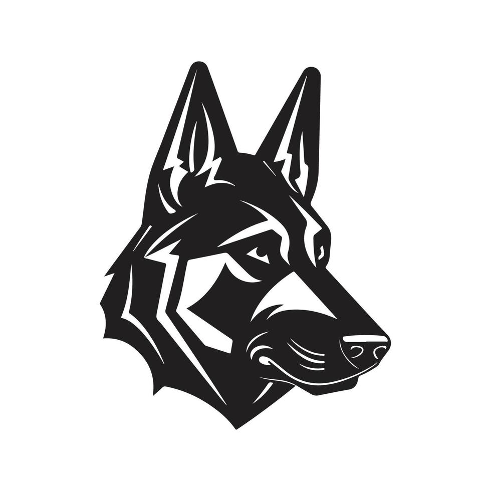 german shepherd dog, vector concept digital art, hand drawn illustration