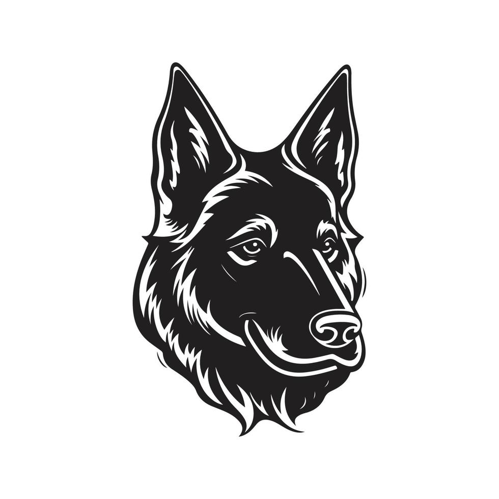 german shepherd dog, vector concept digital art, hand drawn illustration