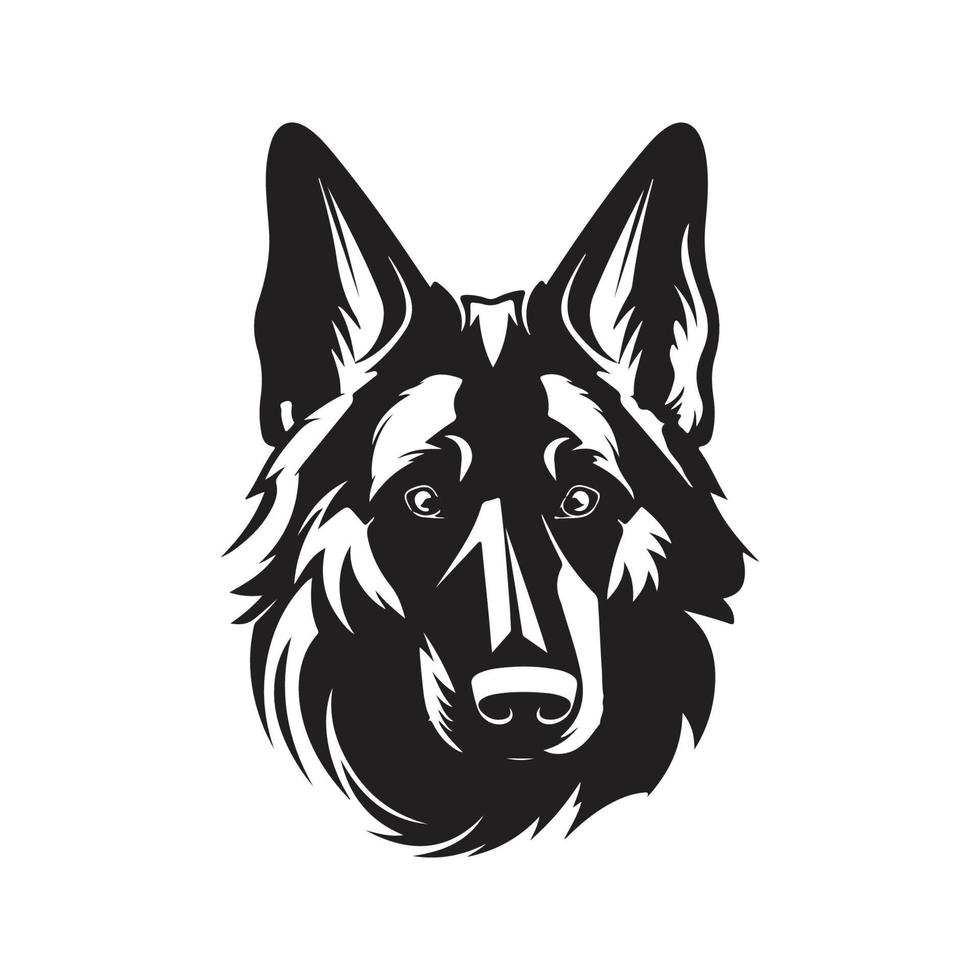 german shepherd dog, vector concept digital art, hand drawn illustration