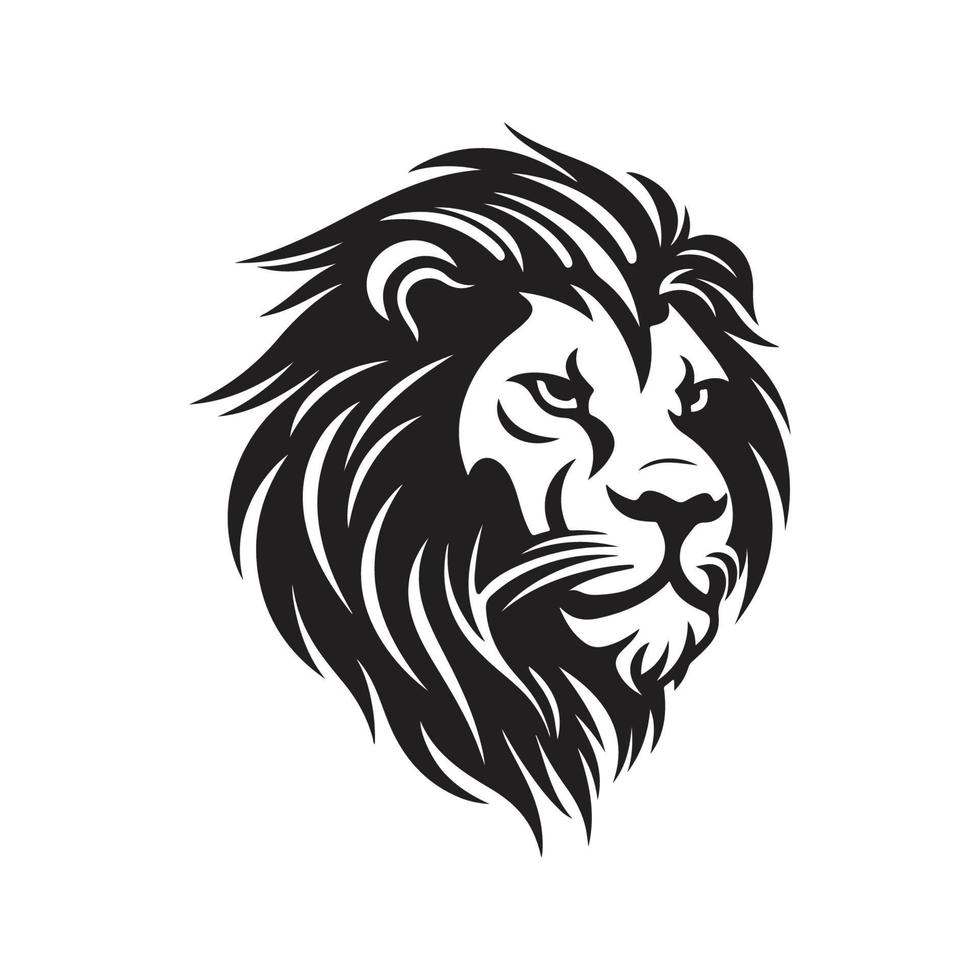 lion head, vector concept digital art, hand drawn illustration