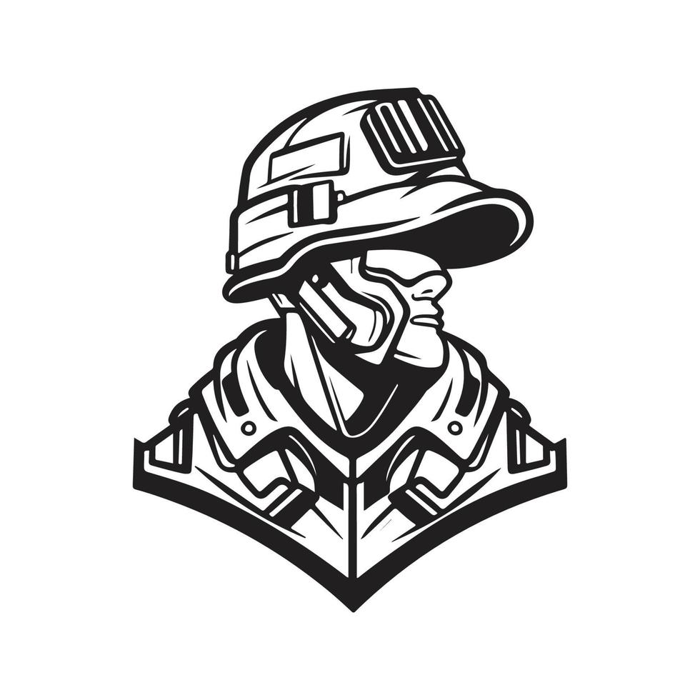 soldier, vector concept digital art, hand drawn illustration