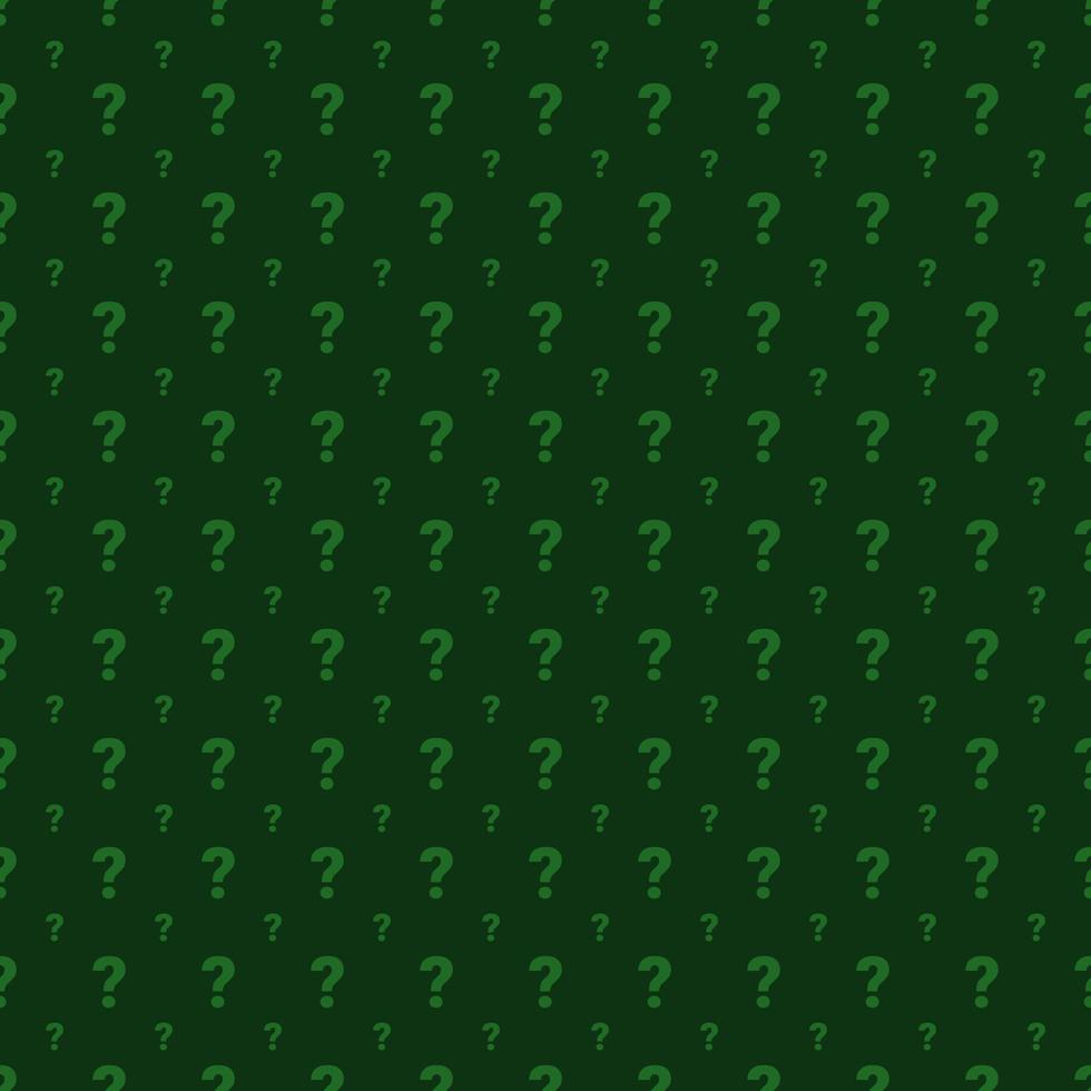 Question mark seamless pattern on green background. Vector illustration for backgrounds