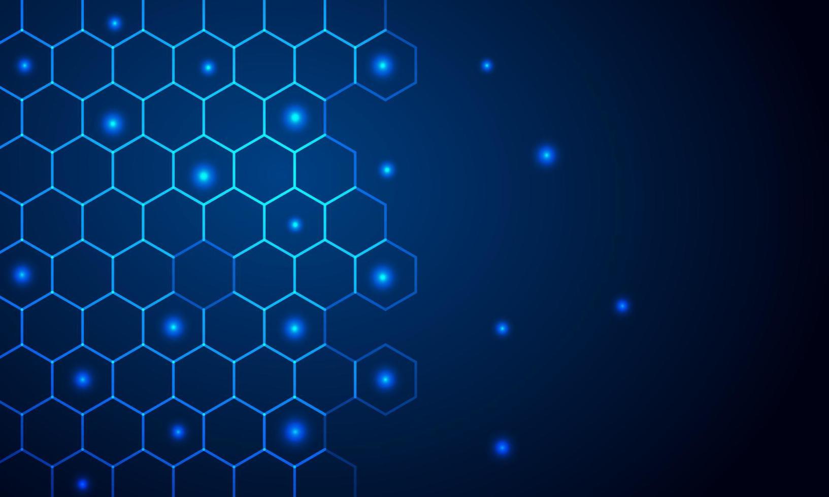 Abstract futuristic - Molecules technology with polygonal shapes on dark blue background. Illustration Vector design digital technology concept.