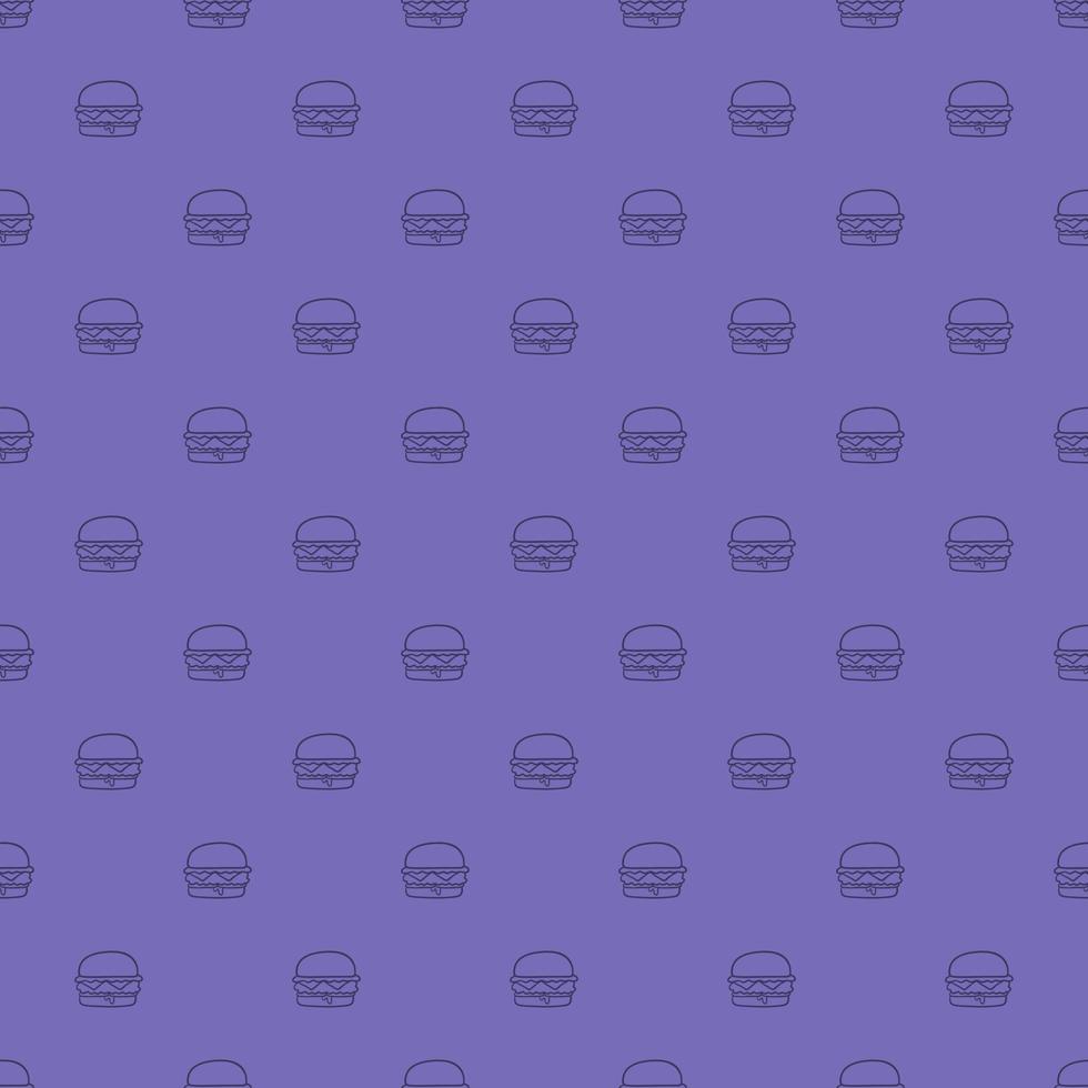 Seamless vector pattern burger on purple scribble background.