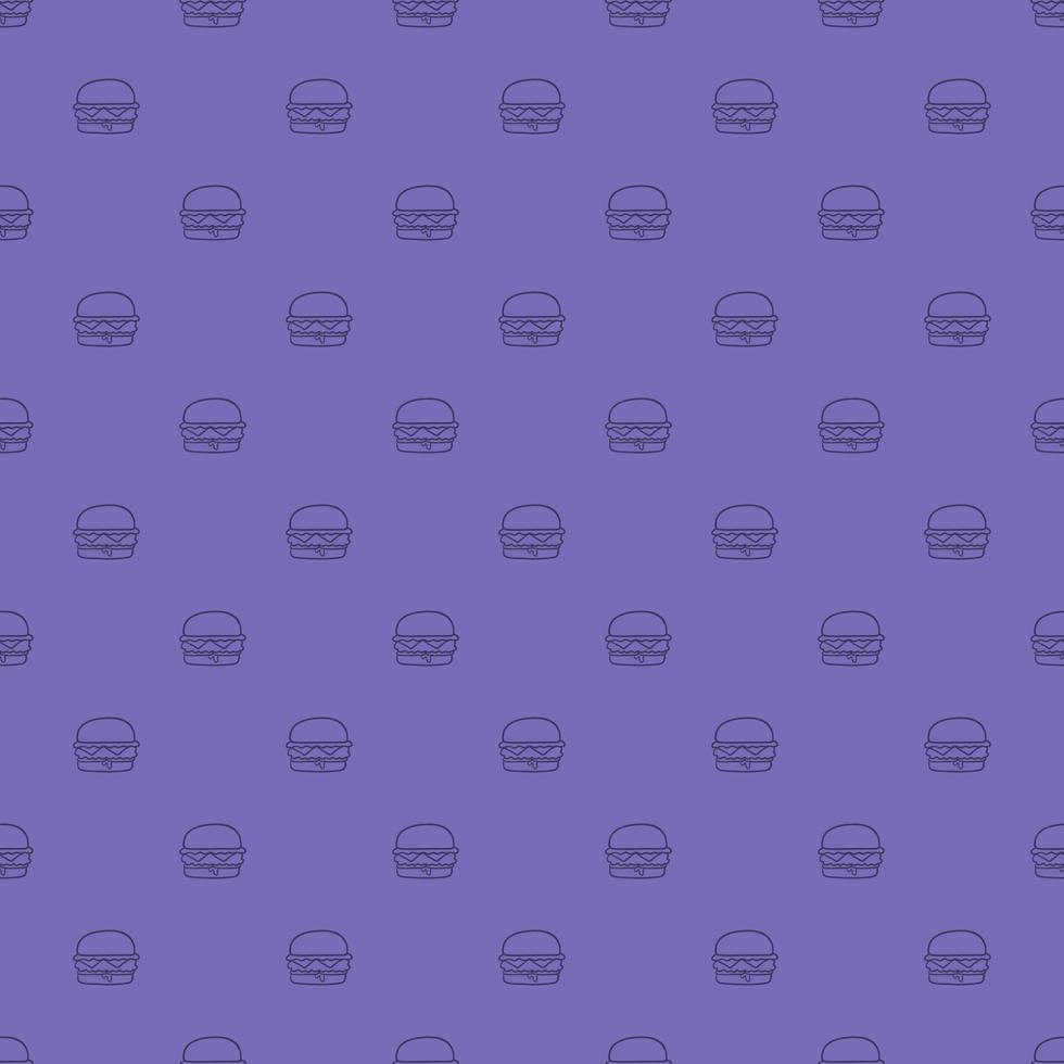 Seamless vector pattern burger on purple scribble background.