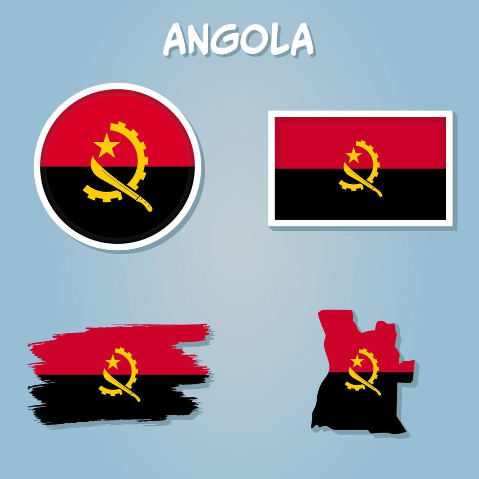 Angola flag national Africa emblem icon vector illustration abstract design element.