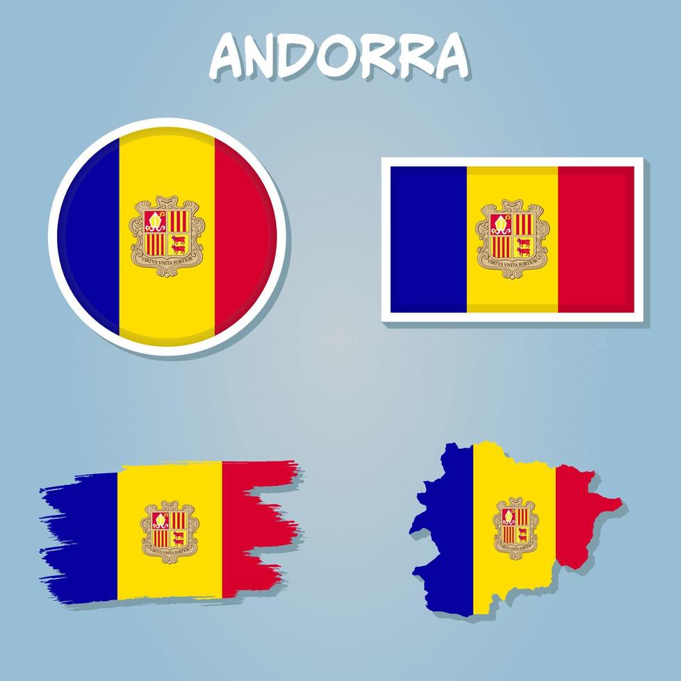 Andorra flag national europe emblem map icon vector illustration abstract design element.