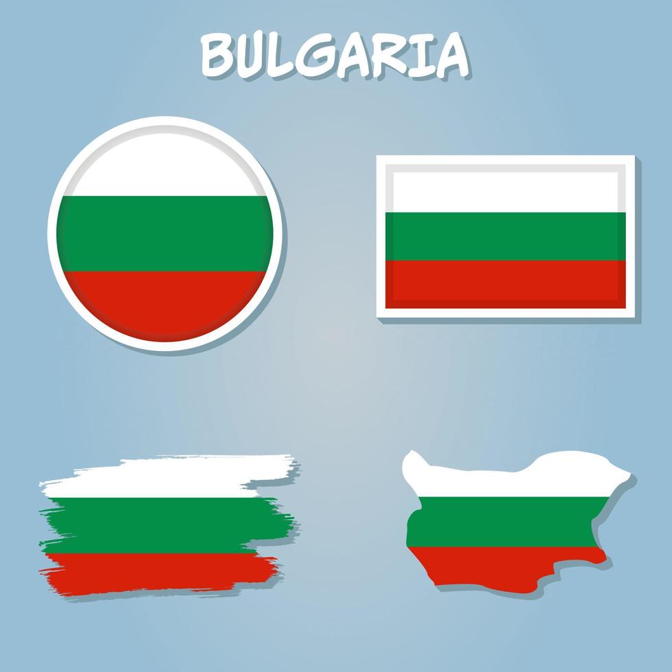 Bulgaria vector colocar. detallado país forma con región fronteras, banderas y iconos