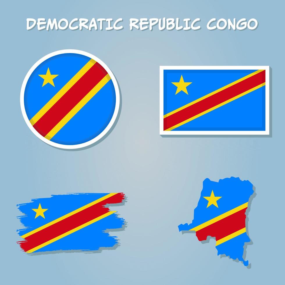 Congo map and flag vector, Congo map, Congo flag. vector