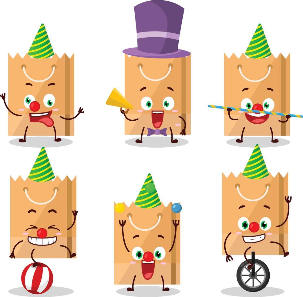 Cartoon character of grocery bag with various circus shows vector