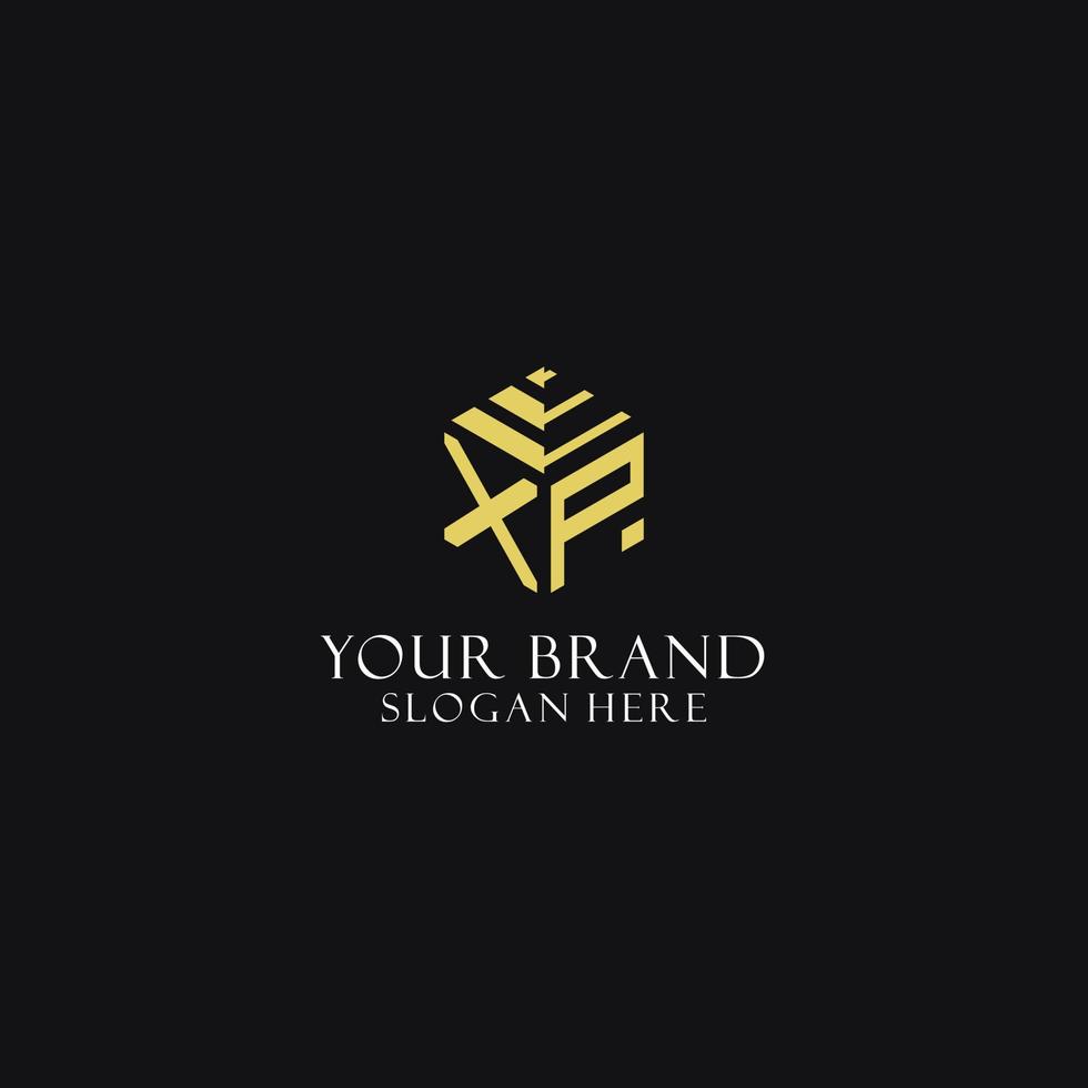 XP initial monogram with hexagon shape logo, creative geometric logo design concept vector