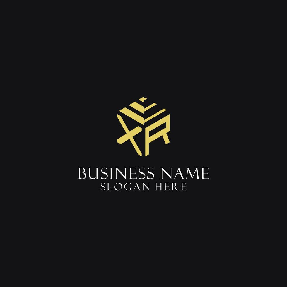 XR initial monogram with hexagon shape logo, creative geometric logo design concept vector