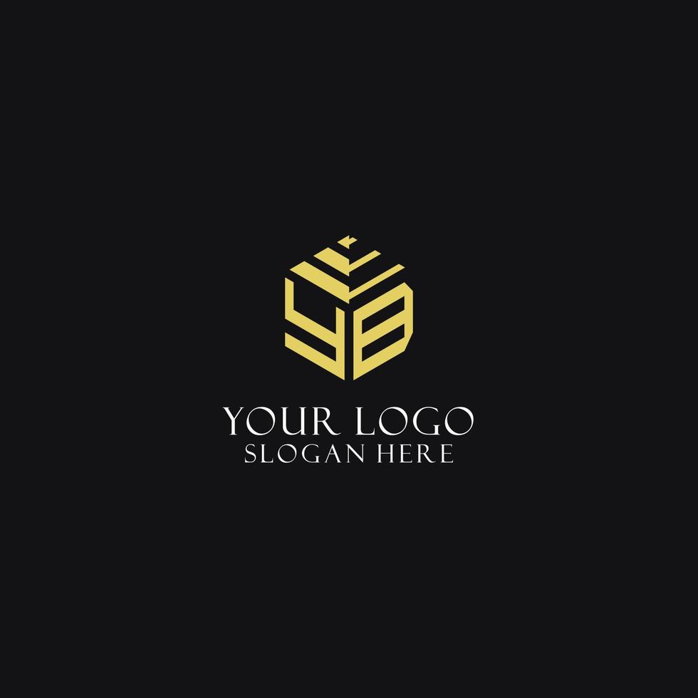 YB initial monogram with hexagon shape logo, creative geometric logo design concept vector