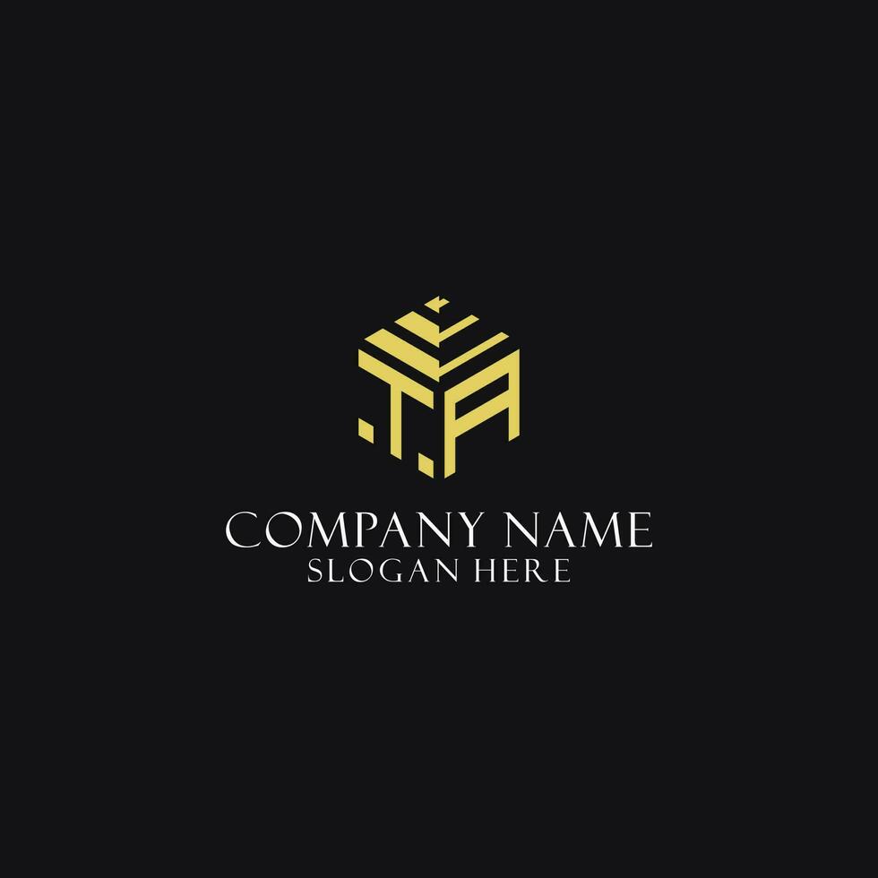 TA initial monogram with hexagon shape logo, creative geometric logo design concept vector
