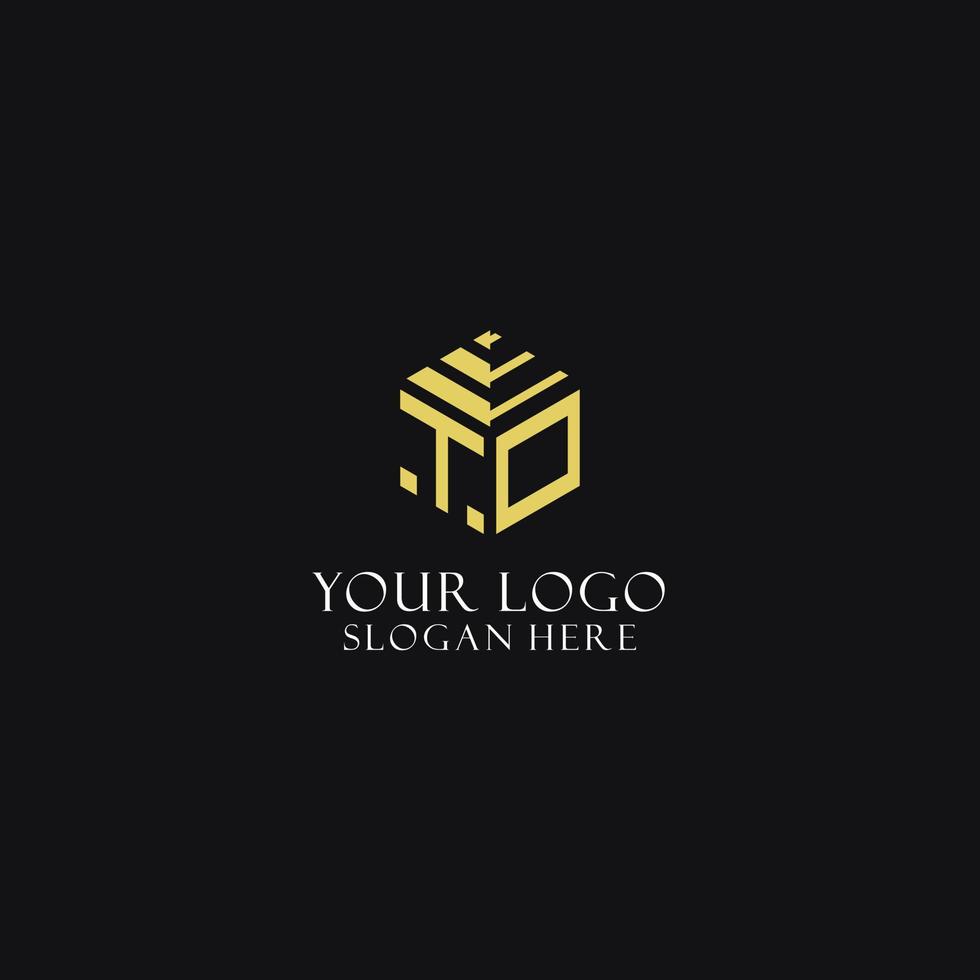 TO initial monogram with hexagon shape logo, creative geometric logo design concept vector