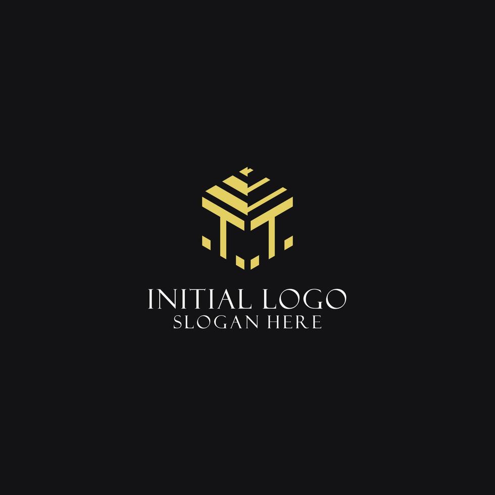 TT initial monogram with hexagon shape logo, creative geometric logo design concept vector