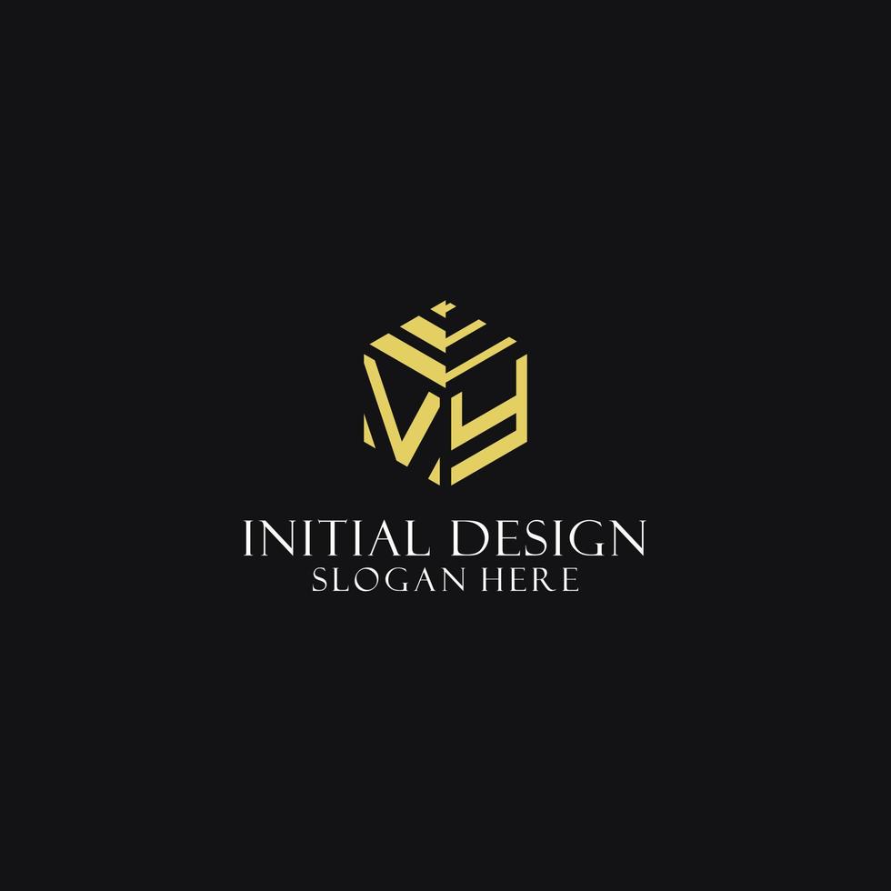 VY initial monogram with hexagon shape logo, creative geometric logo design concept vector