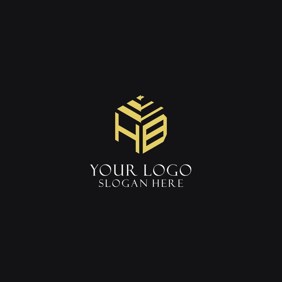 HB initial monogram with hexagon shape logo, creative geometric logo design concept vector