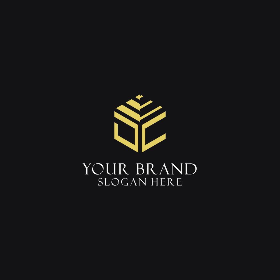 JC initial monogram with hexagon shape logo, creative geometric logo design concept vector